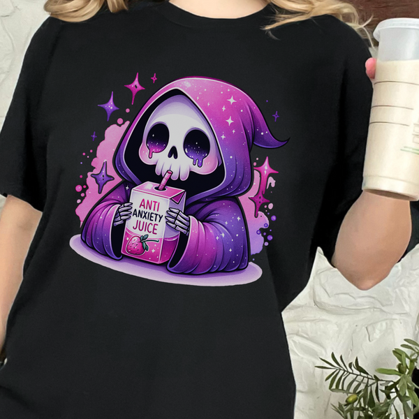 Anti Anxiety Juice Grim Reaper Skeleton Mental Health Comfort Colors Unisex Garment-Dyed T-shirt