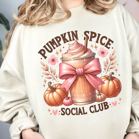 Pumpkin Spice Social Club Coquette Fall Unisex Heavy Blend Crewneck Sweatshirt