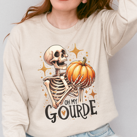 Oh My Gourde Skeleton Fall Pumpkin Halloween Unisex Heavy Blend Crewneck Sweatshirt