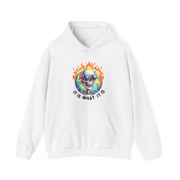 It Is What It Is Skeleton Flames Earth Unisex Heavy Blend Hooded Sweatshirt