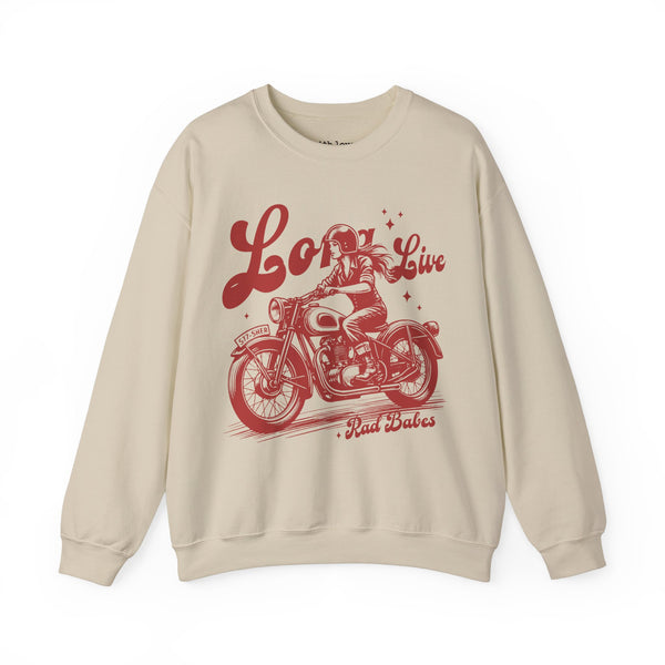 Long Live Rad Babes Feminist Motorcycle Unisex Heavy Blend Crewneck Sweatshirt