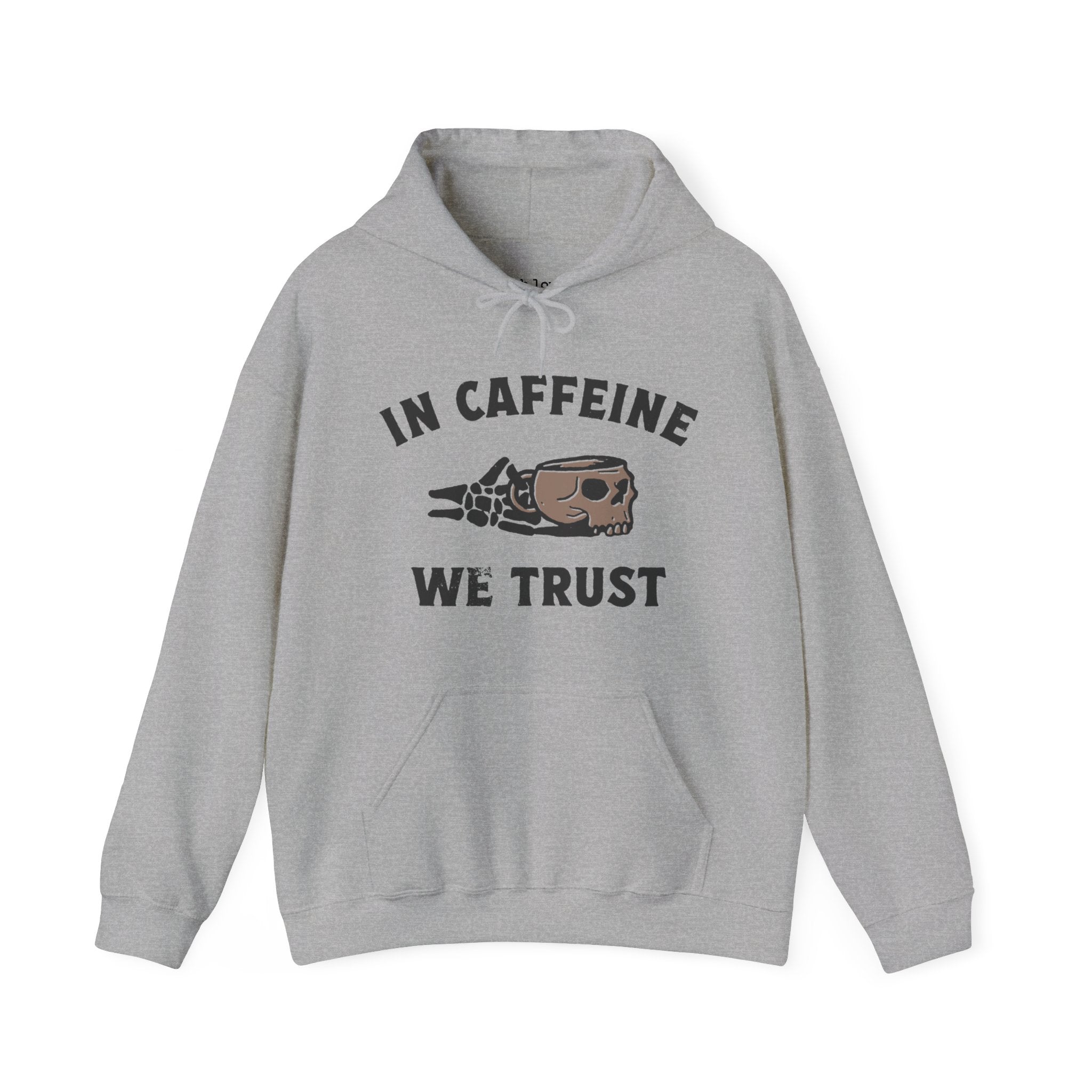 In Caffeine We Trust Skull Coffee Grunge Unisex Heavy Blend Hooded Sweatshirt