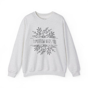 Tomorrow Needs You Floral Mental Health Unisex Heavy Blend Crewneck Sweatshirt