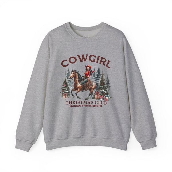 Cowgirl Christmas Club Making Spirits Bright Unisex Heavy Blend Crewneck Sweatshirt