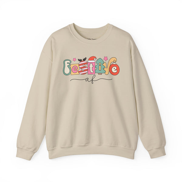 Festive AF Retro Christmas Unisex Heavy Blend Crewneck Sweatshirt