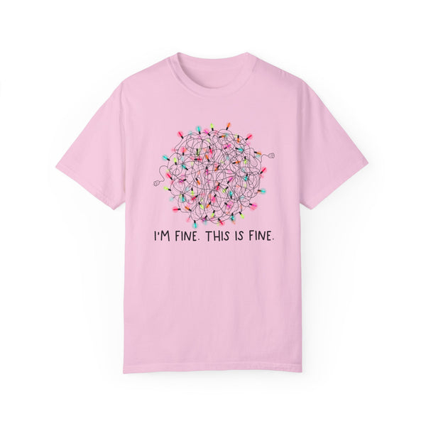 I’m Fine This is Fine Christmas Lights Comfort Colors Unisex Garment-Dyed T-shirt