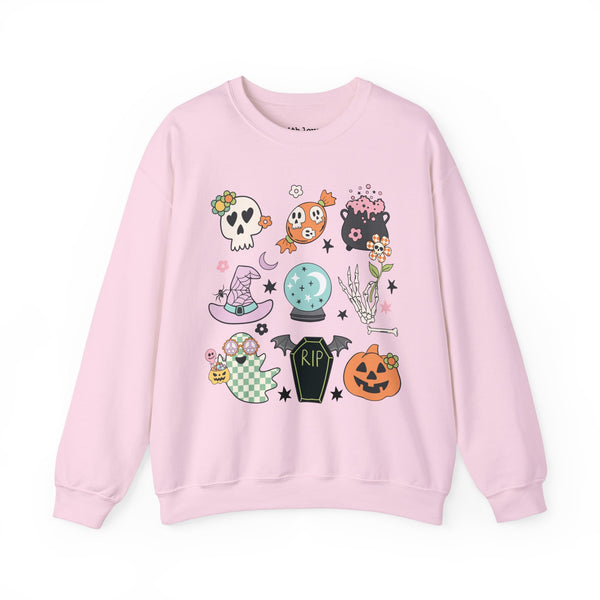 Halloween Things Pumpkin Skull Unisex Heavy Blend Crewneck Sweatshirt