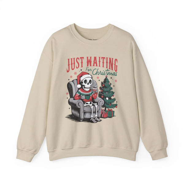 Just Waiting for Christmas Skeleton Unisex Heavy Blend Crewneck Sweatshirt