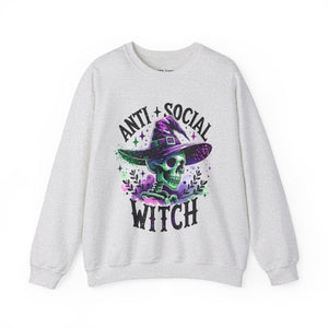 Antisocial Witch Skeleton Halloween Unisex Heavy Blend Crewneck Sweatshirt