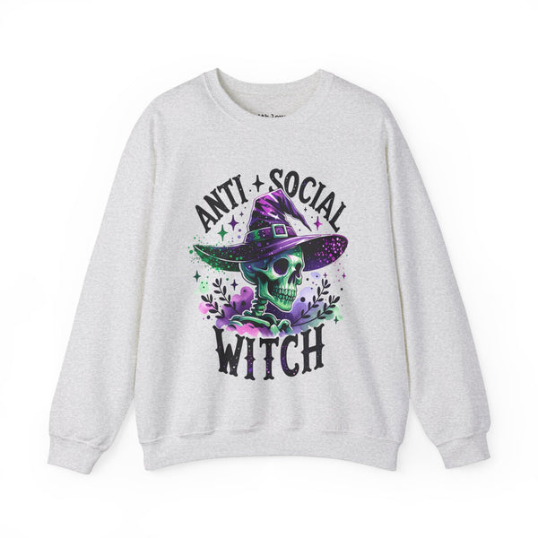 Antisocial Witch Skeleton Halloween Unisex Heavy Blend Crewneck Sweatshirt