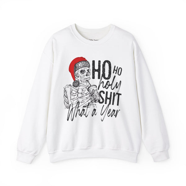 Ho Ho Holy Sh*t What a Year Skeleton Christmas Unisex Heavy Blend Crewneck Sweatshirt