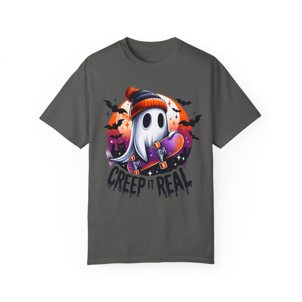 Creep It Real Skating Ghost Halloween Comfort Colors Unisex Garment-Dyed T-shirt