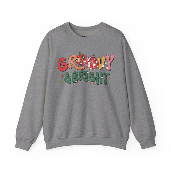 Groovy and Bright Retro Christmas Unisex Heavy Blend Crewneck Sweatshirt