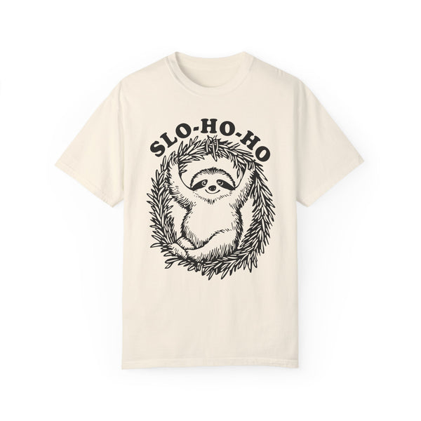 Slo Ho Ho Sloth Christmas Comfort Colors Unisex Garment-Dyed T-shirt