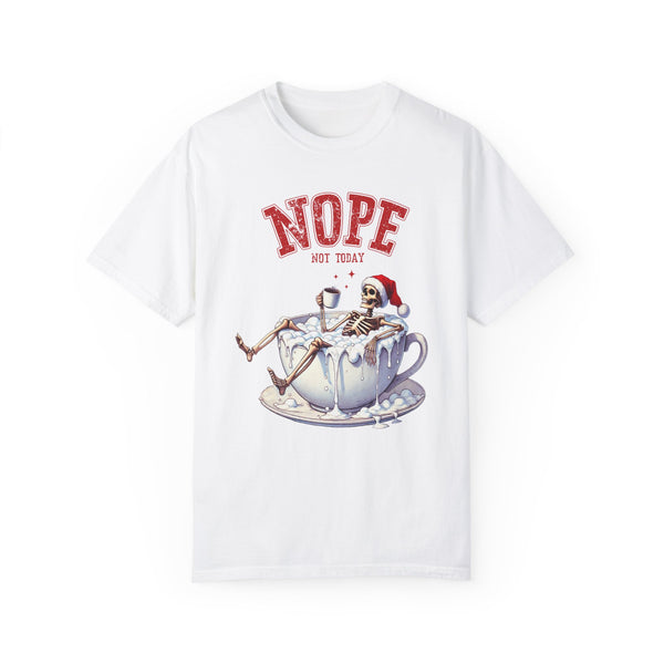 Nope, Not Today Sarcastic Skeleton Santa Christmas Comfort Colors Unisex Garment-Dyed T-shirt