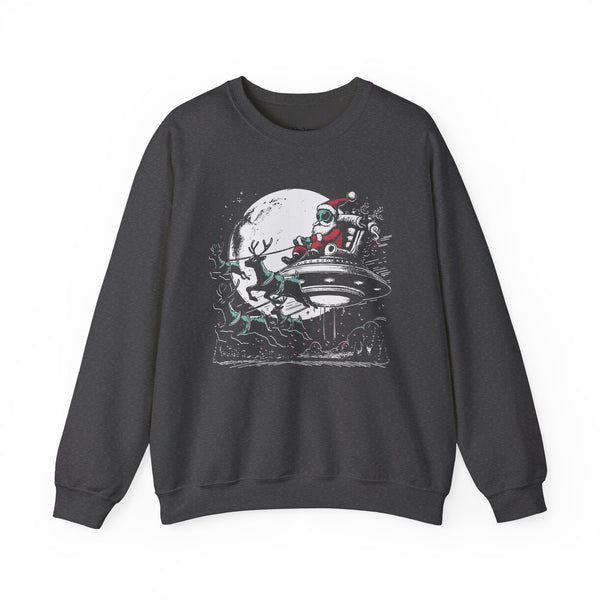 Alien UFO Santa Christmas Unisex Heavy Blend Crewneck Sweatshirt