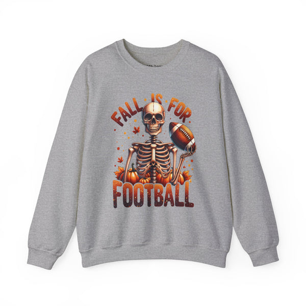 Fall is For Football Skeleton Autumn Leaves Unisex Heavy Blend Crewneck Sweatshirt