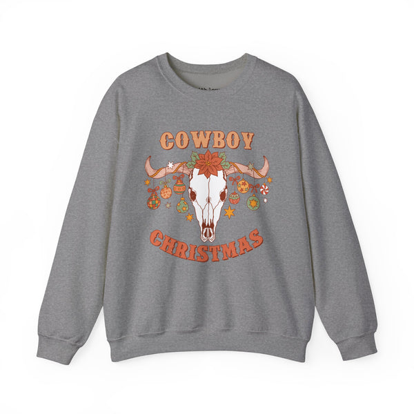 Cowboy Christmas Western Skull Unisex Heavy Blend Crewneck Sweatshirt