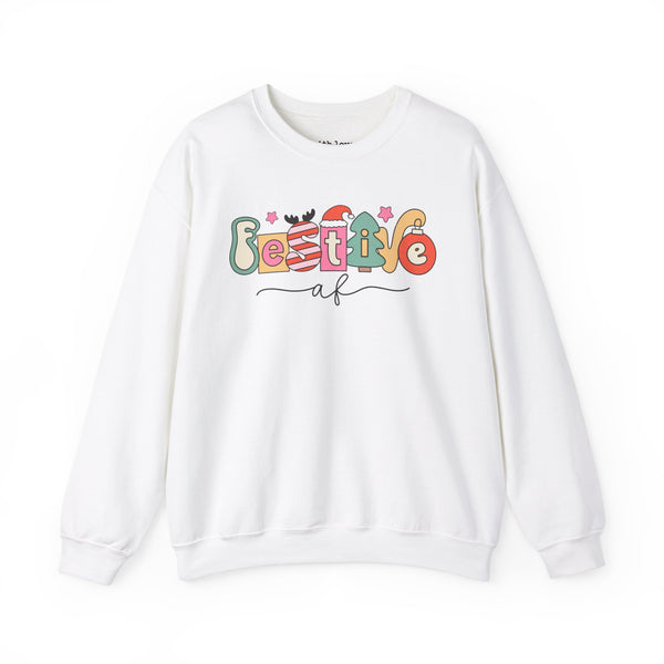 Festive AF Retro Christmas Unisex Heavy Blend Crewneck Sweatshirt