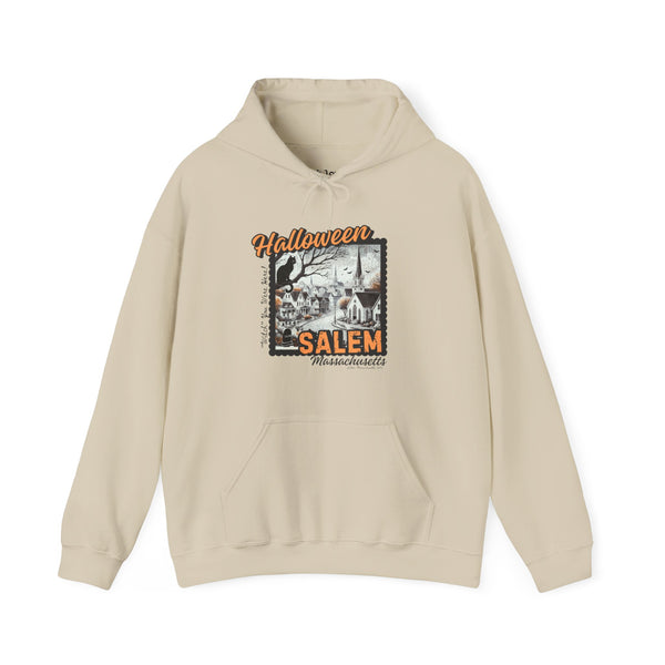 Halloween Salem Massachusetts Postcard Stamp Unisex Heavy Blend Hooded Sweatshirt Hoodie