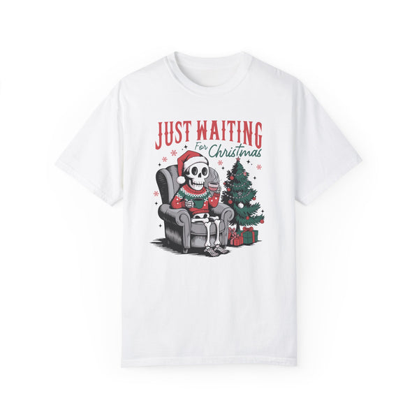 Just Waiting for Christmas Skeleton Comfort Colors Unisex Garment-Dyed T-shirt