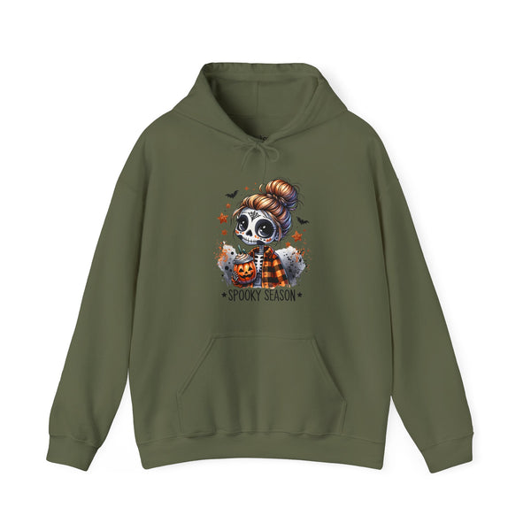 Spooky Season Sugar Skull Pumpkin Spice Halloween Fall Unisex Heavy Blend Hooded Sweatshirt