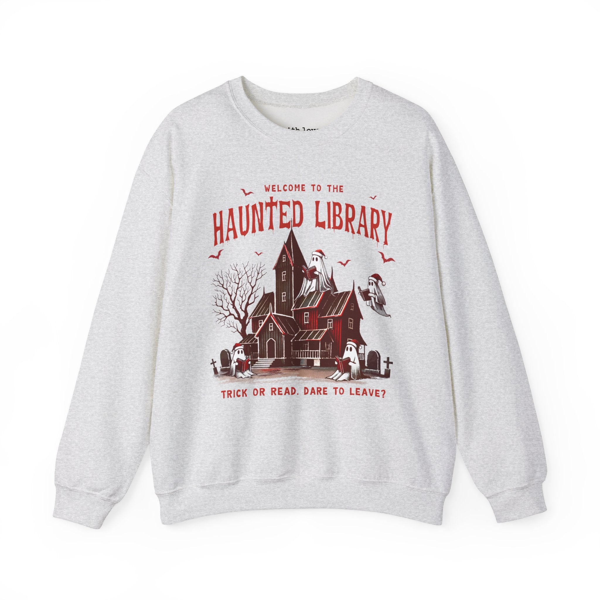 Welcome to the Haunted Library Christmas Ghosts Book Unisex Heavy Blend Crewneck Sweatshirt