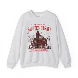 Welcome to the Haunted Library Christmas Ghosts Book Unisex Heavy Blend Crewneck Sweatshirt