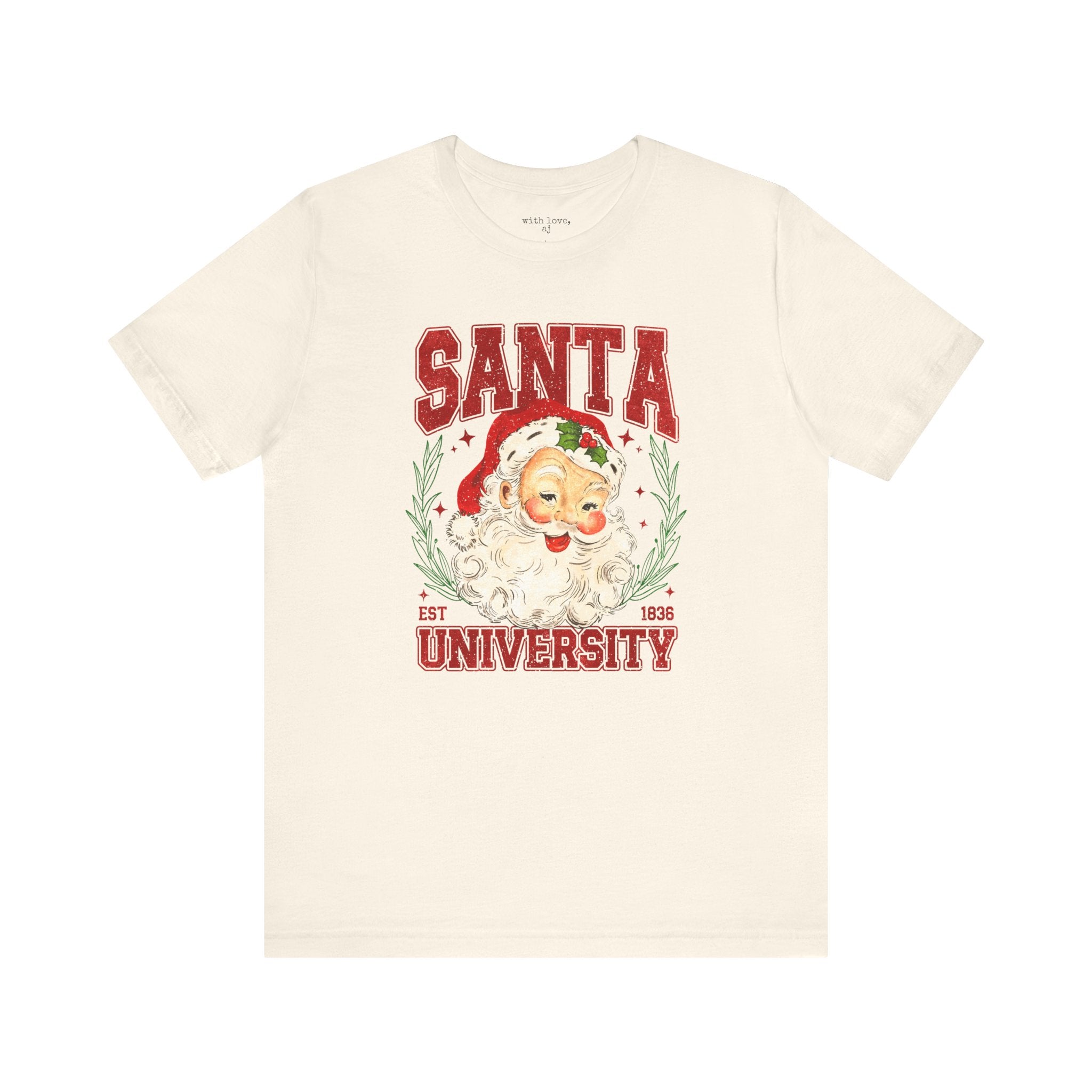 Santa University Christmas Unisex Short Sleeve Tee