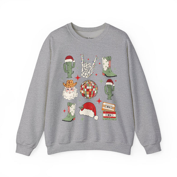 Western Disco Christmas Unisex Heavy Blend Crewneck Sweatshirt