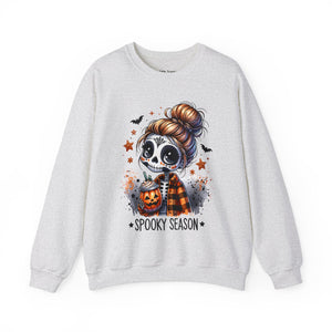 Spooky Season Sugar Skull Pumpkin Spice Halloween Fall Unisex Heavy Blend Crewneck Sweatshirt