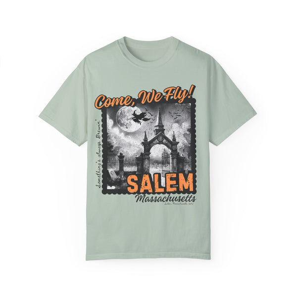 Come, We Fly Salem, Massachusetts Witch Halloween Comfort Colors Unisex Garment-Dyed T-shirt