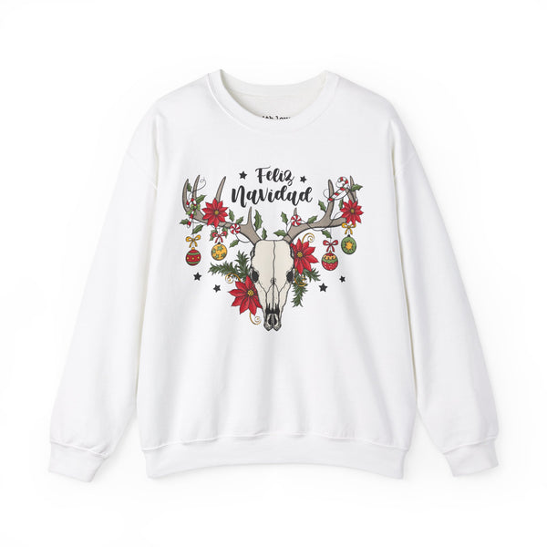 Feliz Navidad Western Skull Christmas Unisex Heavy Blend Crewneck Sweatshirt