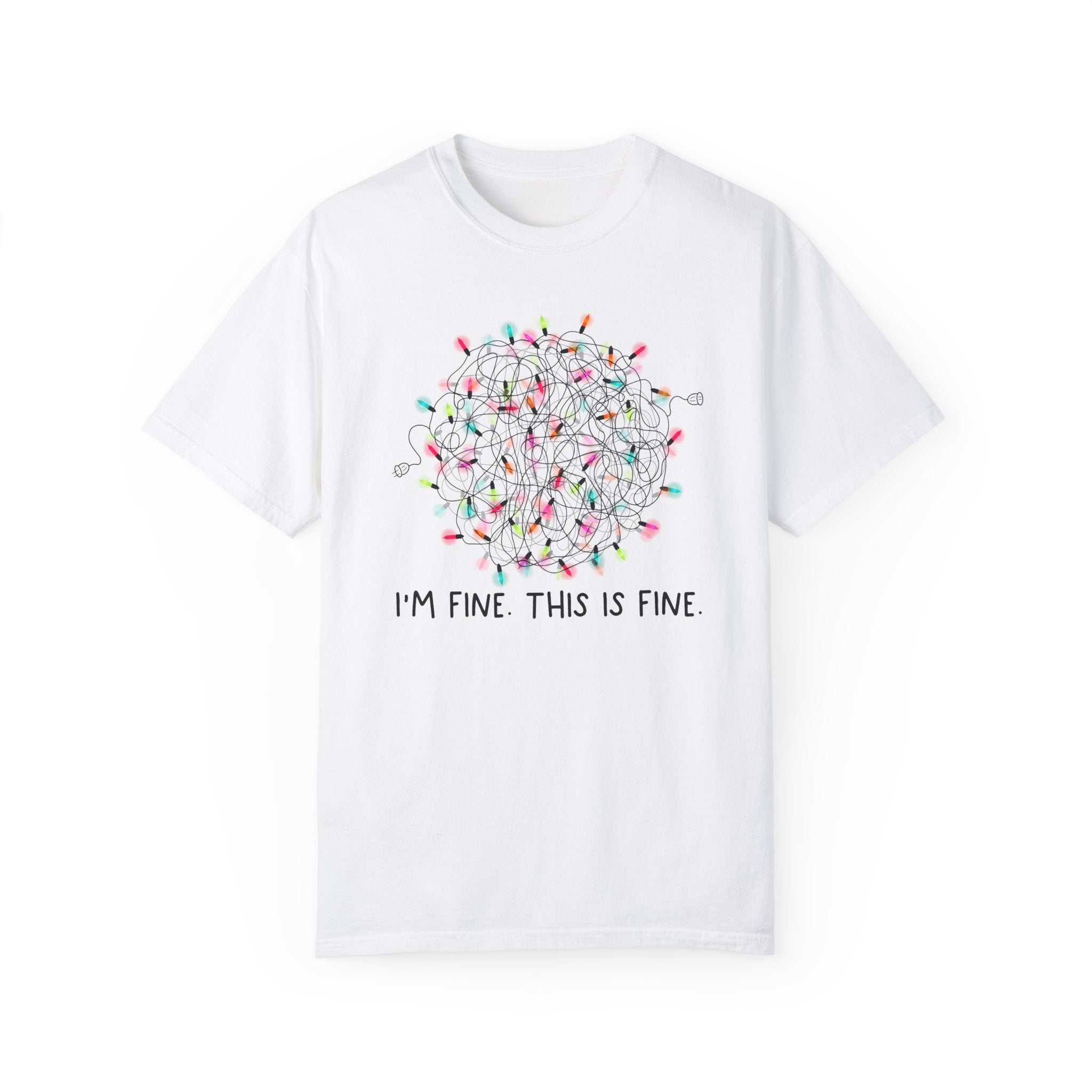 I’m Fine This is Fine Christmas Lights Comfort Colors Unisex Garment-Dyed T-shirt