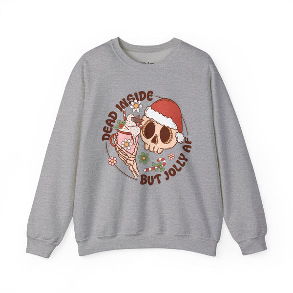 Dead Inside but Jolly AF Skull Christmas Crewneck Sweatshirt