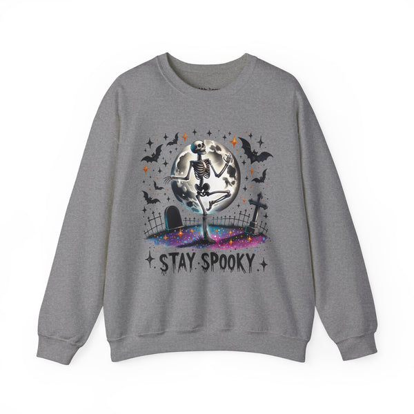 Stay Spooky Skeleton Halloween Graveyard Unisex Heavy Blend Crewneck Sweatshirt