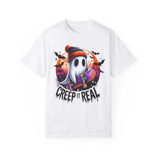 Creep It Real Skating Ghost Halloween Comfort Colors Unisex Garment-Dyed T-shirt