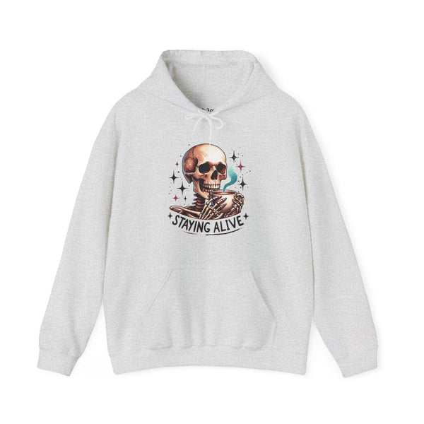 Staying Alive Skeleton Coffee Unisex Heavy Blend Hooded Sweatshirt