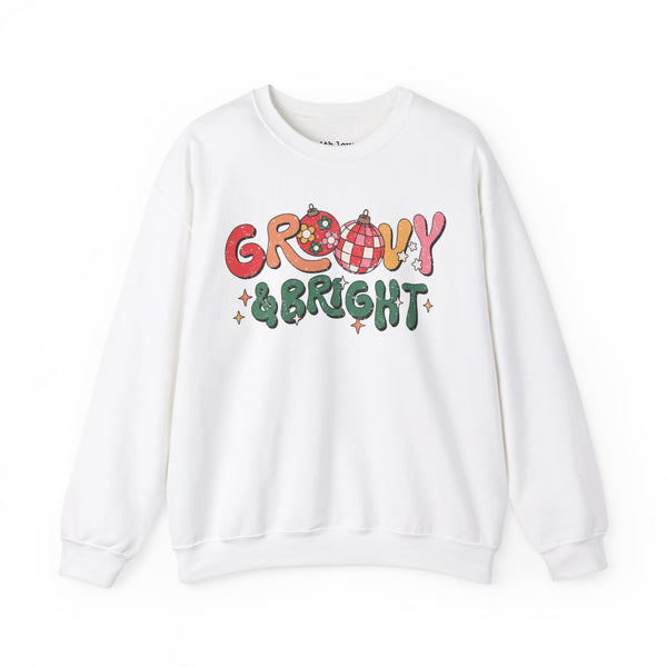 Groovy and Bright Retro Christmas Unisex Heavy Blend Crewneck Sweatshirt