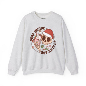 Dead Inside but Jolly AF Skull Christmas Crewneck Sweatshirt