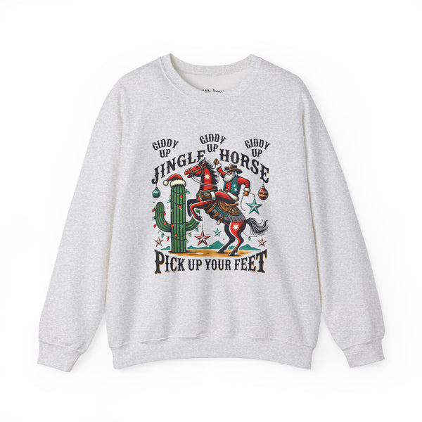 Giddy Up Jingle Horse Western Christmas Unisex Heavy Blend Crewneck Sweatshirt