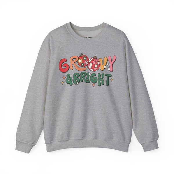 Groovy and Bright Retro Christmas Unisex Heavy Blend Crewneck Sweatshirt