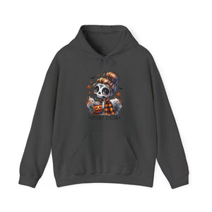 Spooky Season Sugar Skull Pumpkin Spice Halloween Fall Unisex Heavy Blend Hooded Sweatshirt