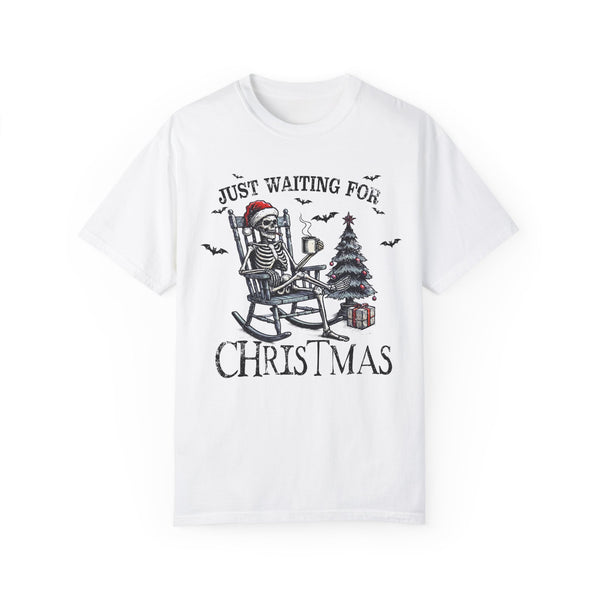 Just Waiting for Christmas Skeleton Comfort Colors Unisex Garment-Dyed T-shirt