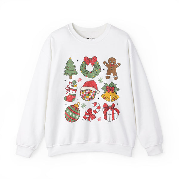 Disco Christmas Things Grid Unisex Heavy Blend Crewneck Sweatshirt