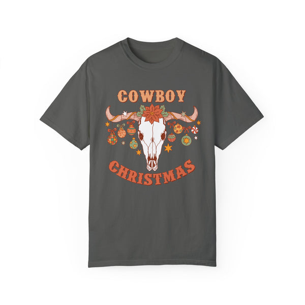 Cowboy Christmas Western Skull Comfort Colors Unisex Garment-Dyed T-shirt