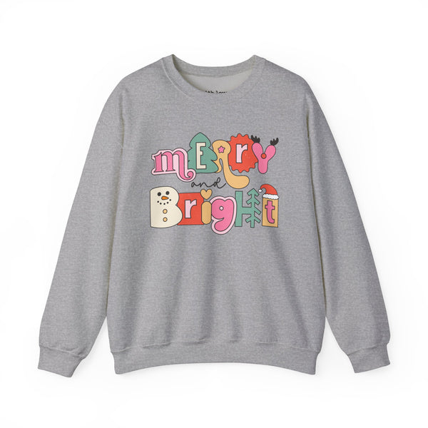 Merry and Bright Retro Christmas Unisex Heavy Blend Crewneck Sweatshirt