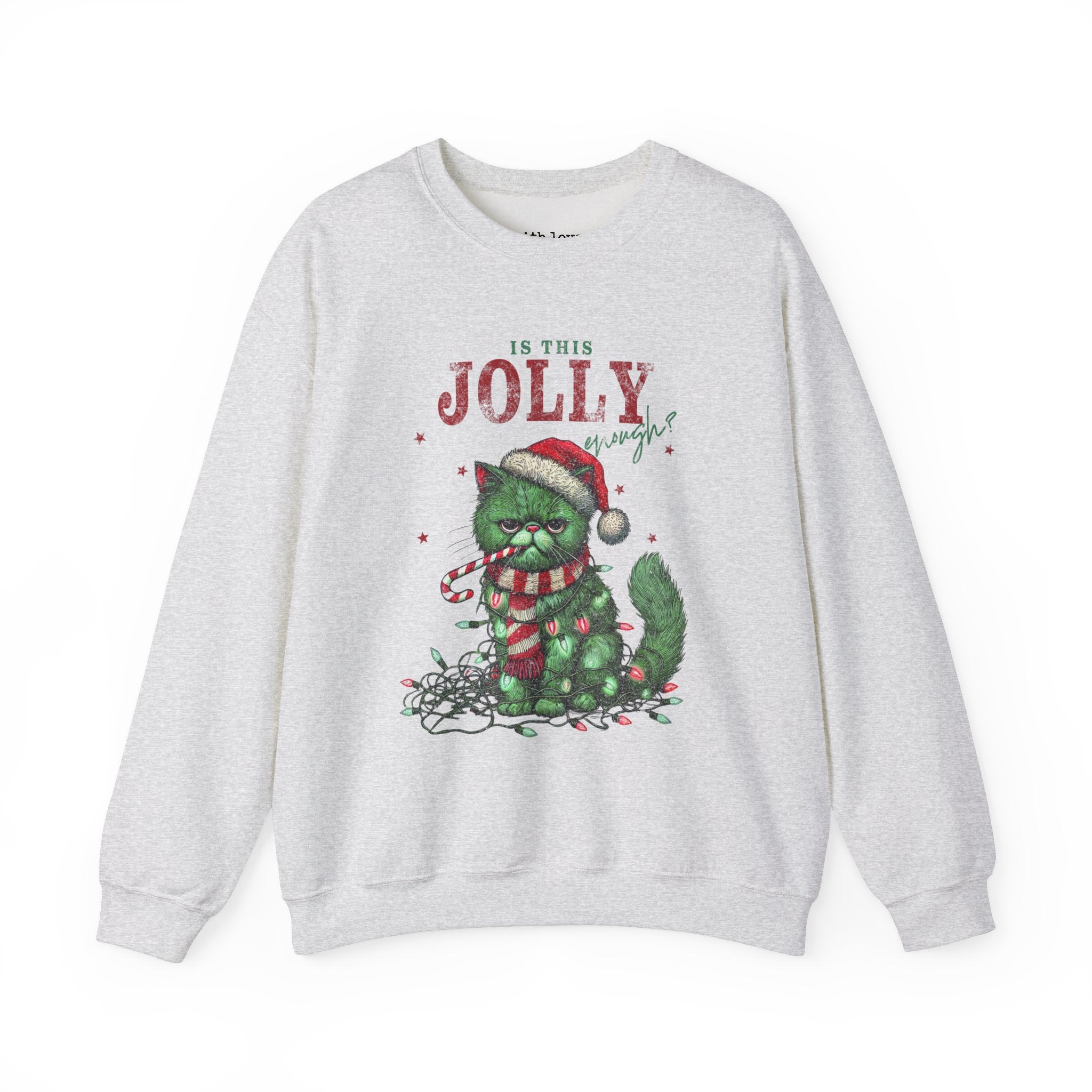 Is This Jolly Enough? Grumpy Christmas Cat Unisex Heavy Blend Crewneck Sweatshirt