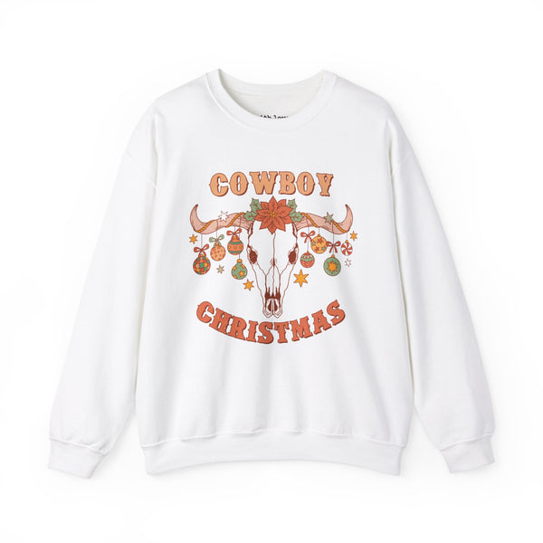 Cowboy Christmas Western Skull Unisex Heavy Blend Crewneck Sweatshirt