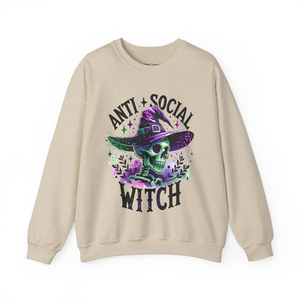 Antisocial Witch Skeleton Halloween Unisex Heavy Blend Crewneck Sweatshirt